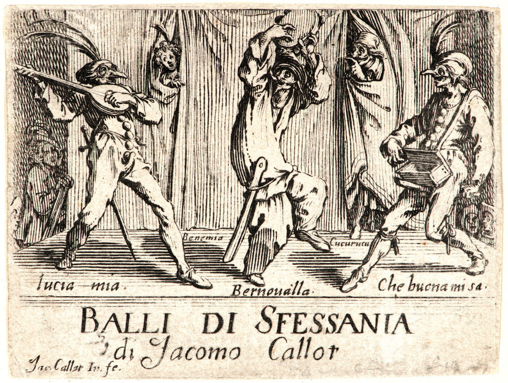 Detail of Balli di Sfessania, Title Plate, 1622 and later by Jacques Callot