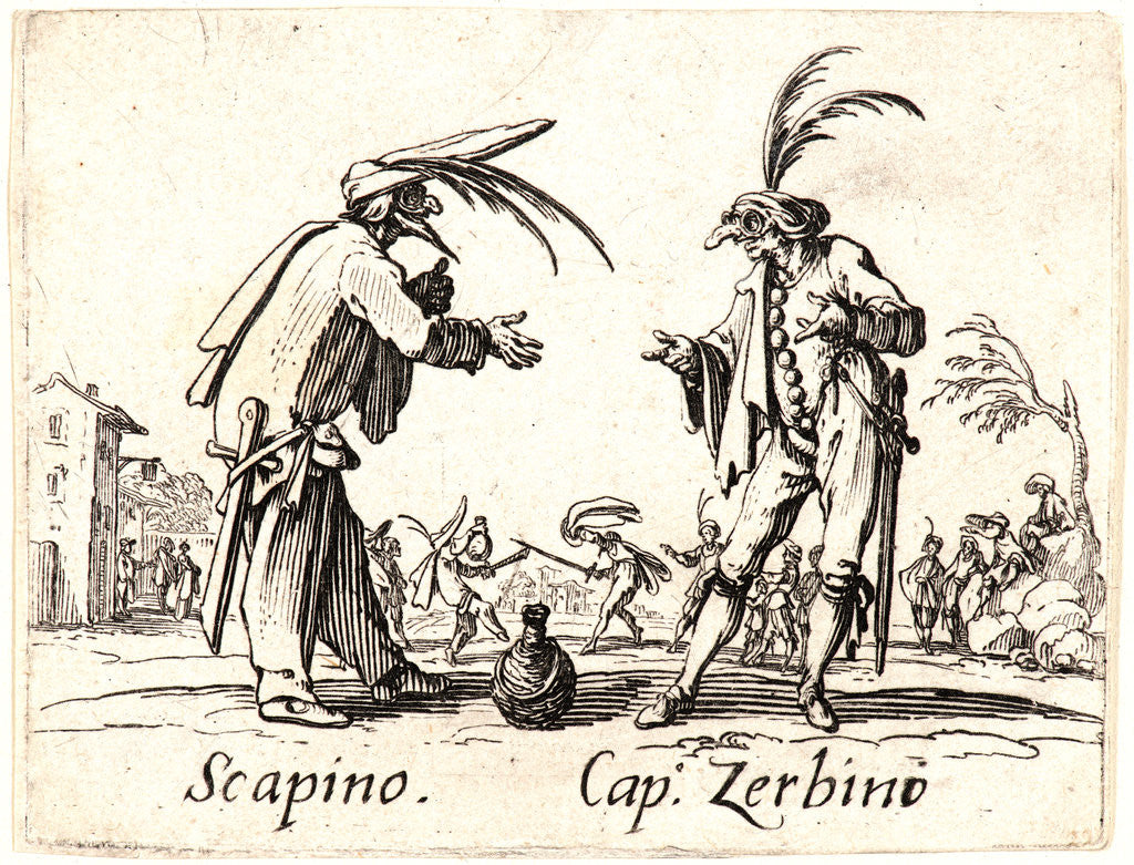 Detail of Scapino and Cap. Zerbino, 1622 and later by Jacques Callot