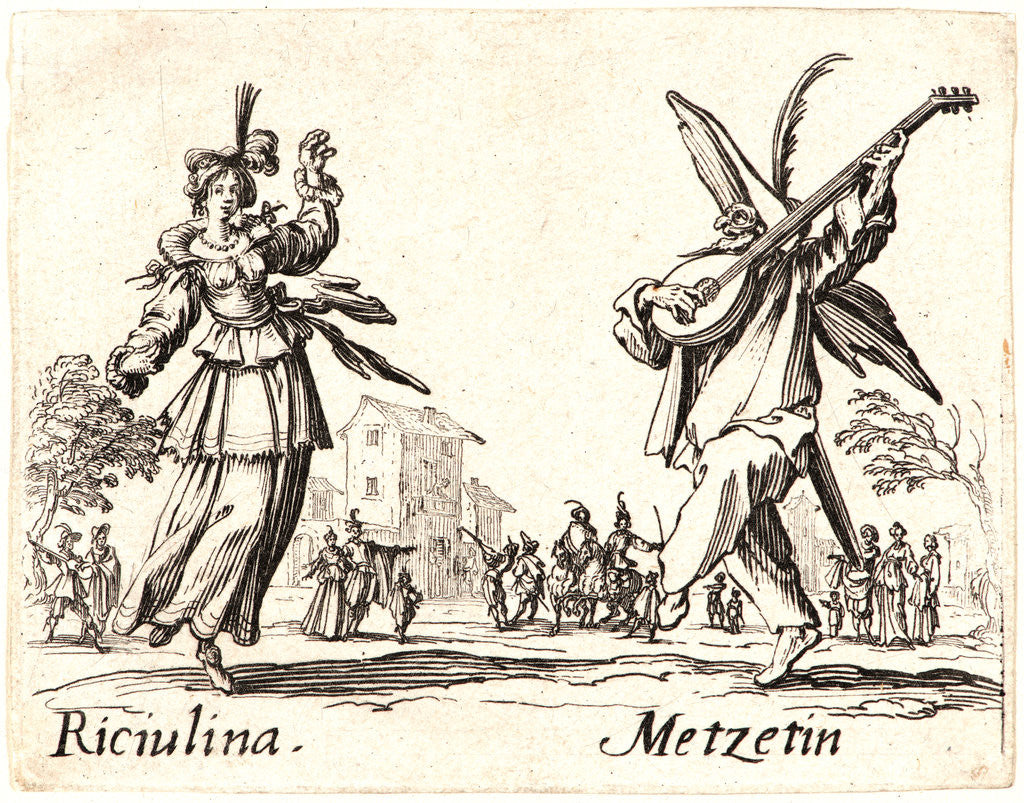 Detail of Riciulina and Metzetin, 1622 and later by Jacques Callot