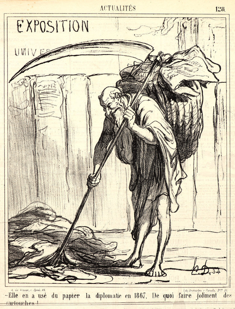 Detail of Elle en usé du papier la diplomatie en 1867.., 1867 by Honoré Daumier