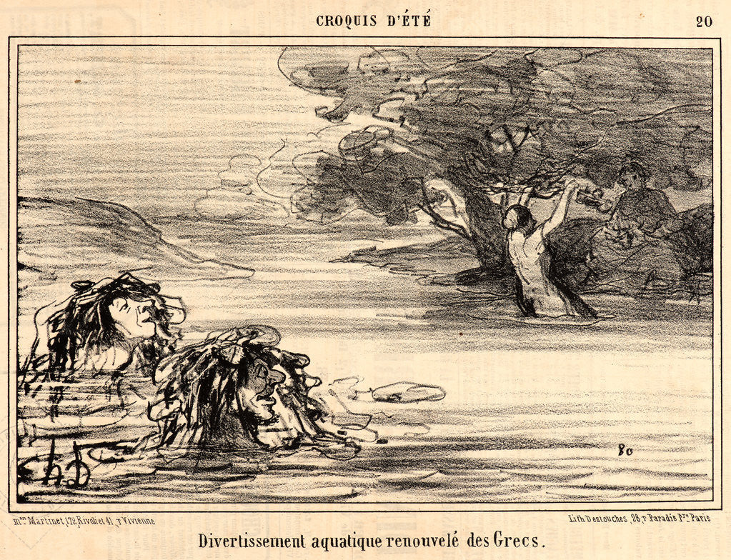 Detail of Divertissement aquatique renouvelé des Grecs, 1857 by Honoré Daumier