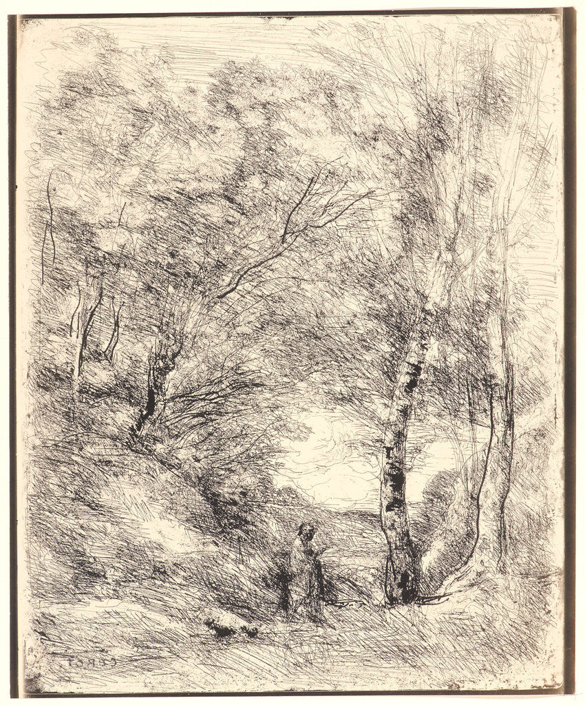 Detail of Les Jardins d'Horace, 1855 by Jean-Baptiste-Camille Corot