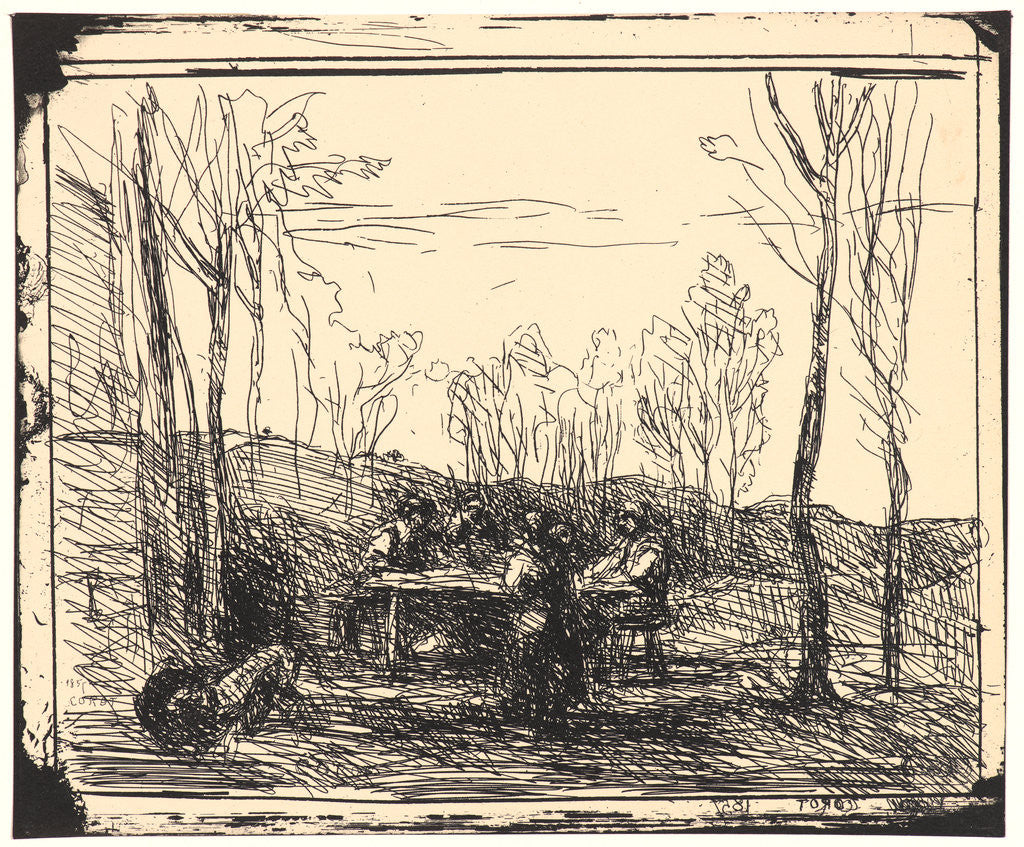 Detail of Un Dejeuner dans la Clairiere, 1857 by Jean-Baptiste-Camille Corot