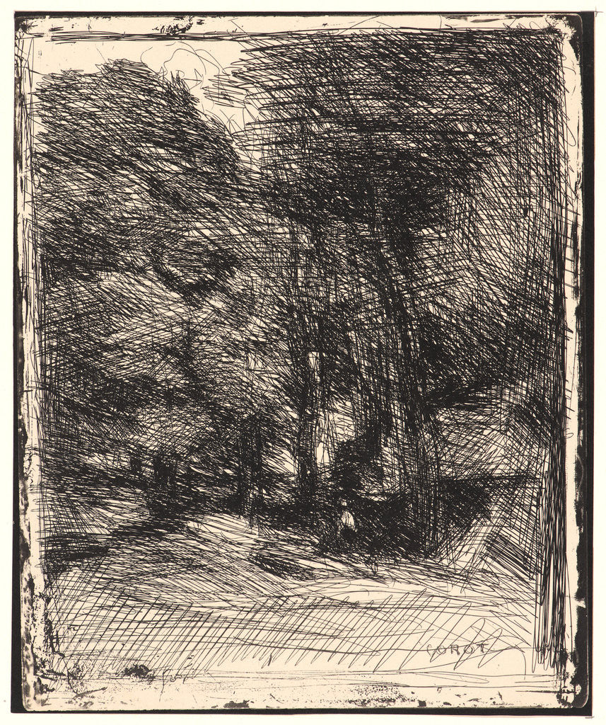 Detail of Souvenir du Bas Breau, 1857 by Jean-Baptiste-Camille Corot