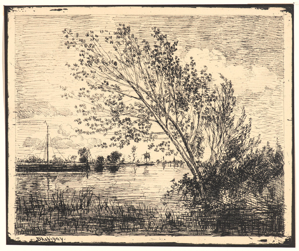 Detail of Le Bouquet d'Aunes, 1862 by Charles François Daubigny