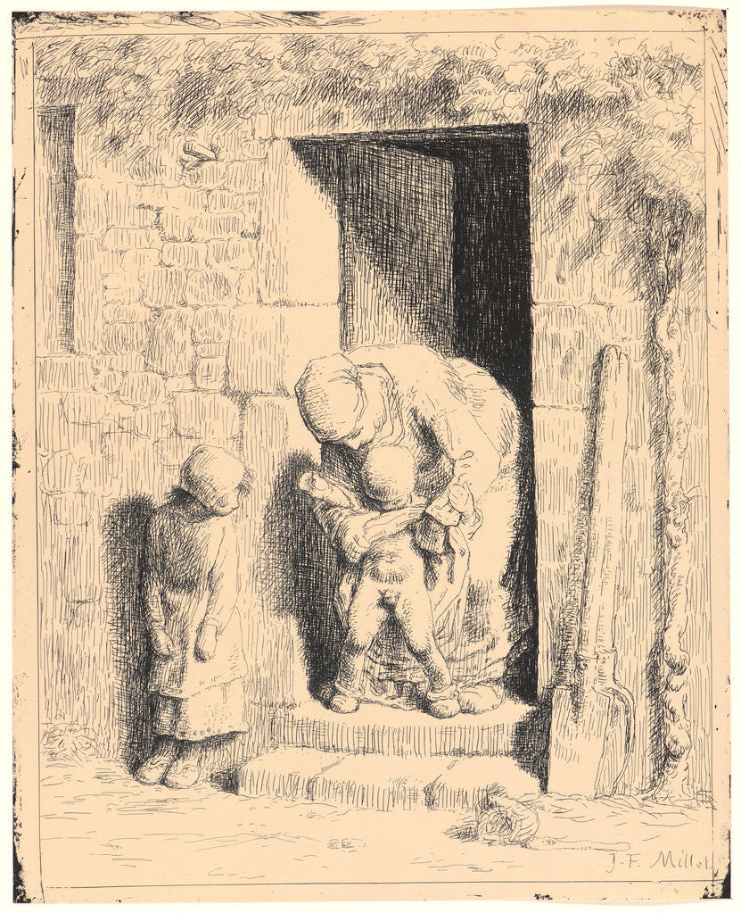 Detail of Maternal Precaution (Précaution Maternelle), 1862 by Jean-François Millet