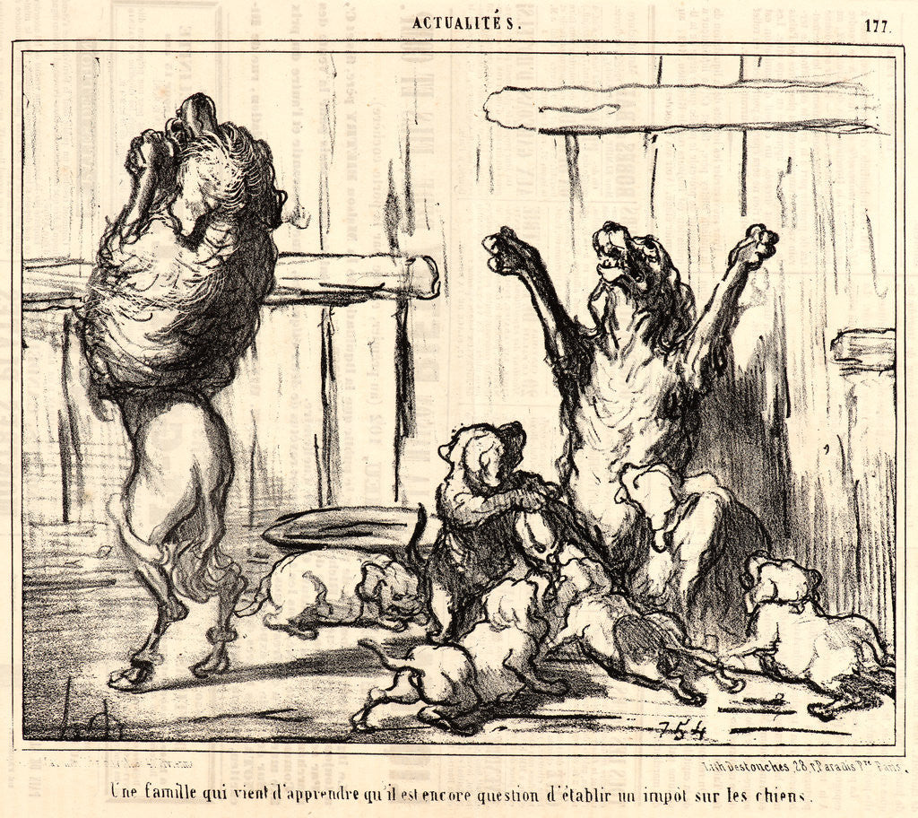 Detail of Une famille qui vient d'apprendre qu'il est encore question d'éstablir un impot sur les chiens, 1855 by Honoré Daumier