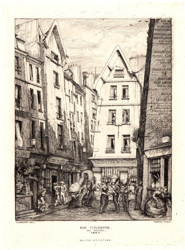 Detail of Pirouette Street, near the Markets, Paris (La Rue Pirouette aux Halles, Paris), 1860 by Charles Meryon