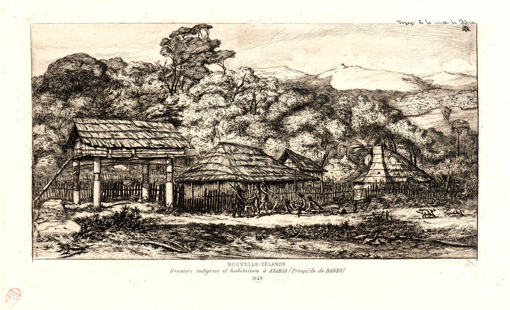 Detail of Indigenous Barns and Huts at Akaroa, Banks' Peninsula (Greniers Indigènes et Habitations à Akaroa, Presqu'Ile de Banks), 1845 by Charles Meryon