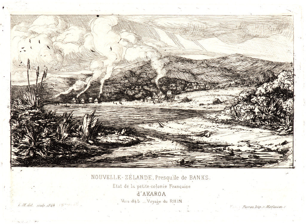 Detail of The Little French Colony at Akaroa (État de la Petite Colonie Francise d'Akaroa), 1845 by Charles Meryon