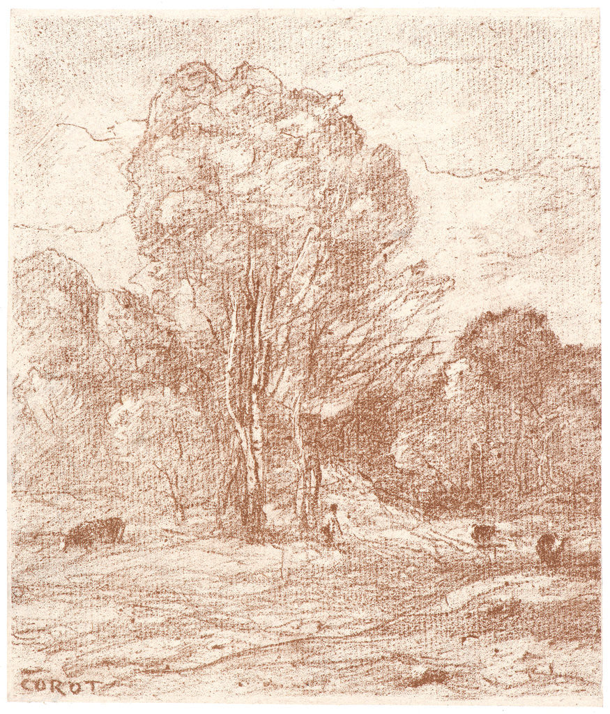 Detail of The Cows' Resting Place, 1871 by Jean-Baptiste-Camille Corot