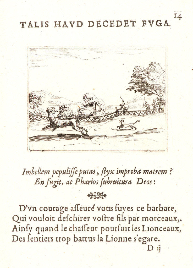 Detail of Une Lionne et son Lionceau Poursuivis par des Chasseurs, 17th century by Jacques Callot