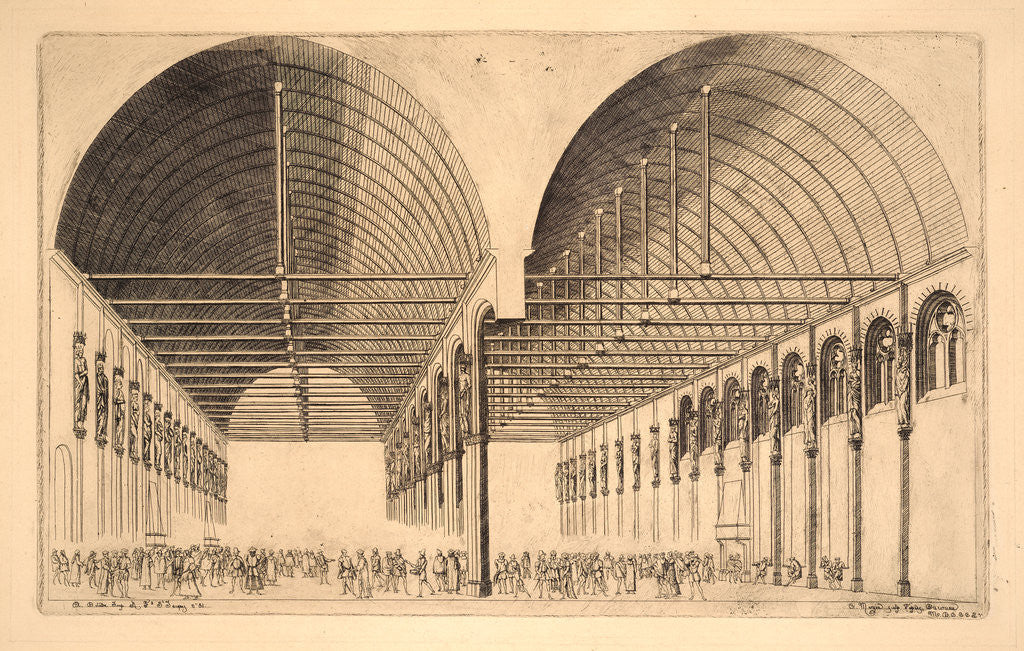 Detail of The Ante- Chamber of the Old Palace of Justice (Salle des Pas-Perdus à l'Ancien Palais-de- Justice, Paris), 1855 by Charles Meryon