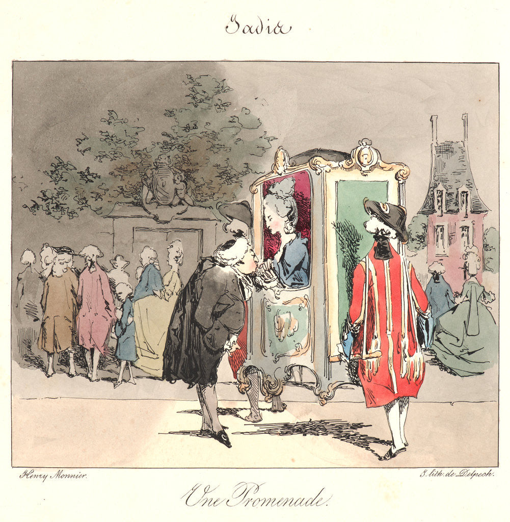 Detail of Un Promenade (Jadis), 1829 by Henry Bonaventure Monnier
