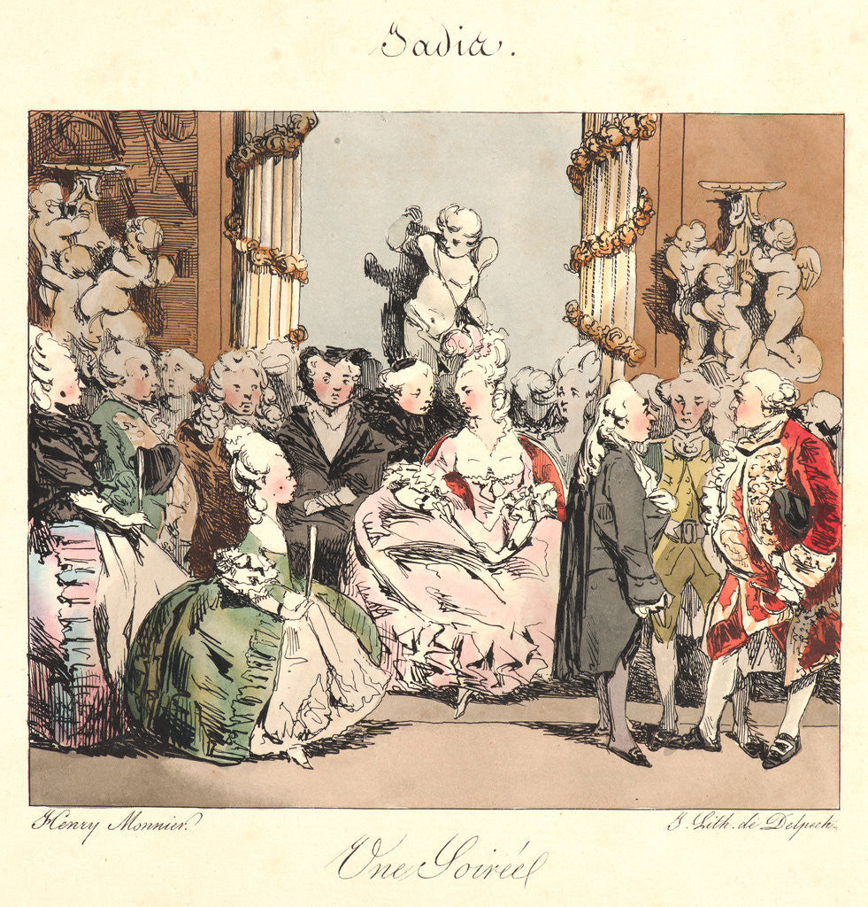 Detail of Un Soiree (Jadis), 1829 by Henry Bonaventure Monnier