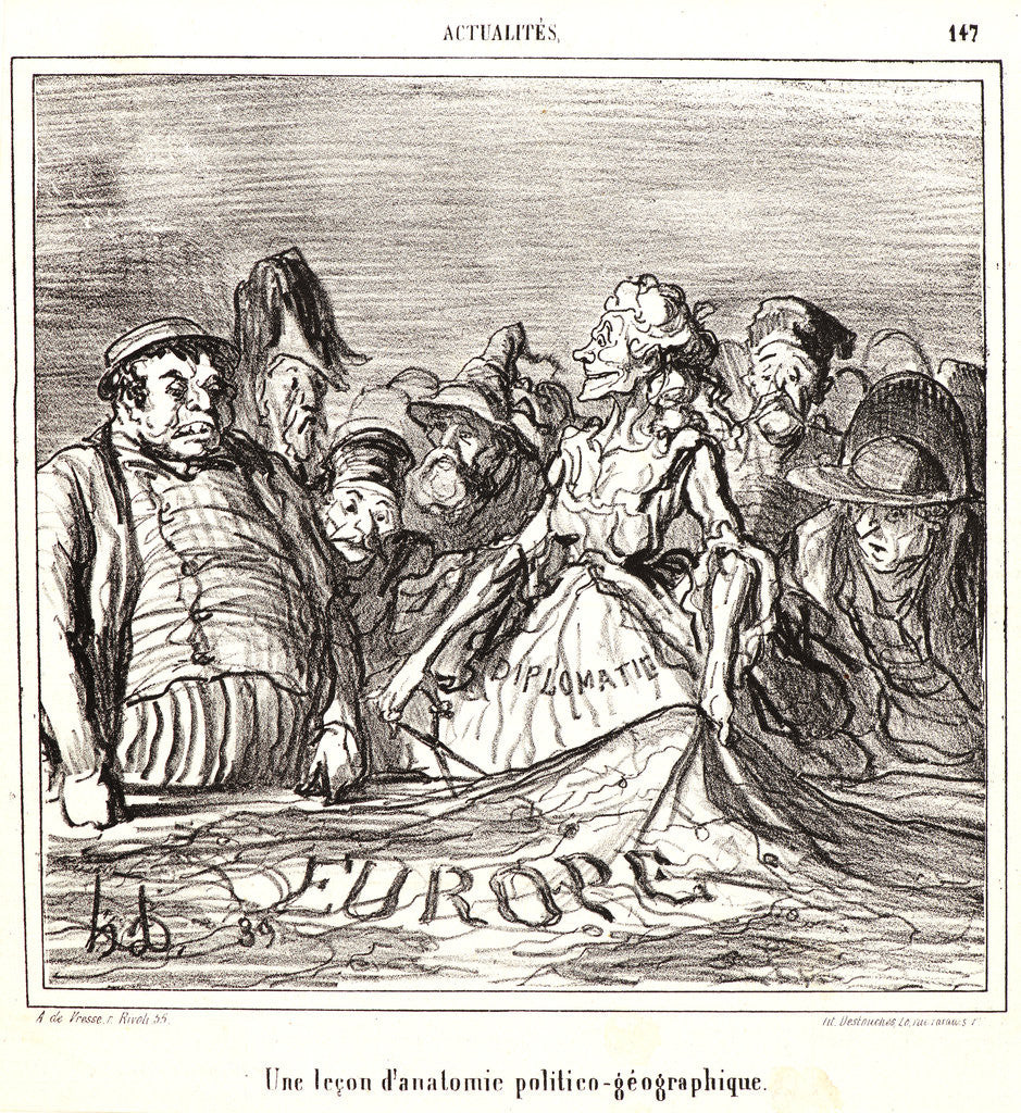Detail of Une leçon d'anatomie politico- géographique, 1866 by Honoré Daumier