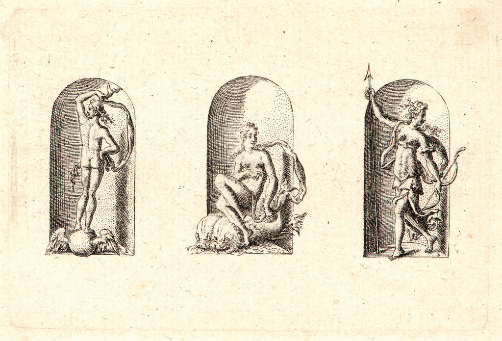 Detail of Several Gods of Classical Antiquity (Plusieurs Divinités de l'Antiquiteé Paienne), plate 4, 1578 by Etienne Delaune