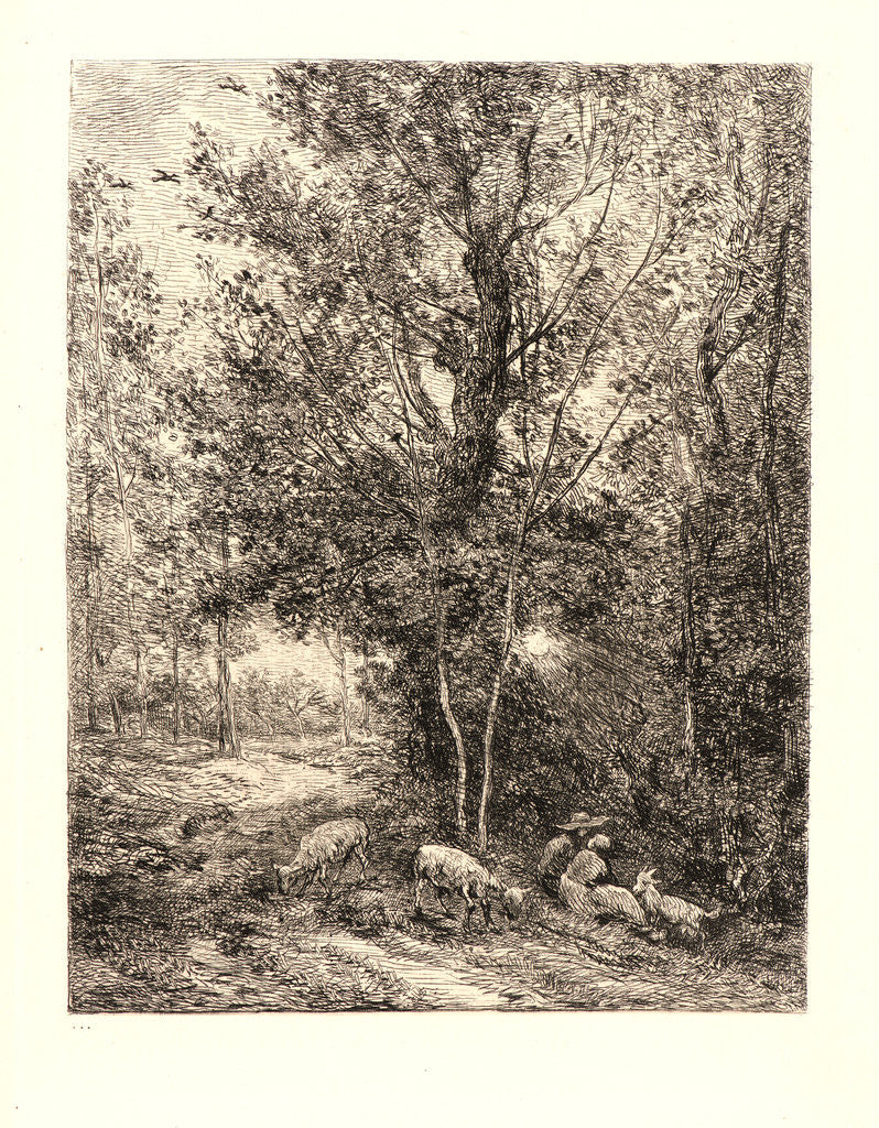 Detail of The Shepherd and the Shepherdess (Le Berger et la Bergère), 1874 by Charles François Daubigny