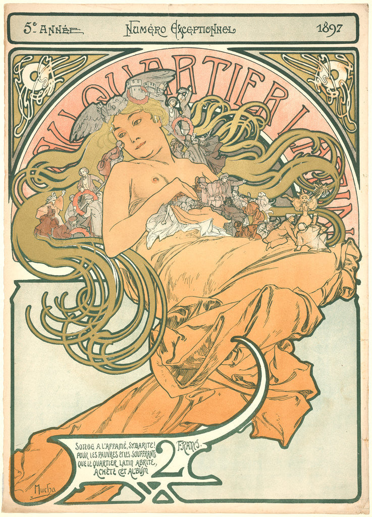 Detail of Au Quartier Latin, 1897 by Alphonse Mucha
