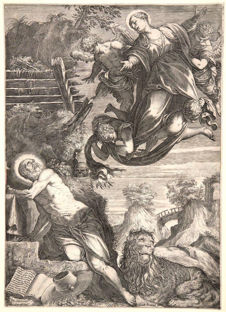 Detail of The Virgin Appearing to St. Jerome, 1588 by Agostino Carracci