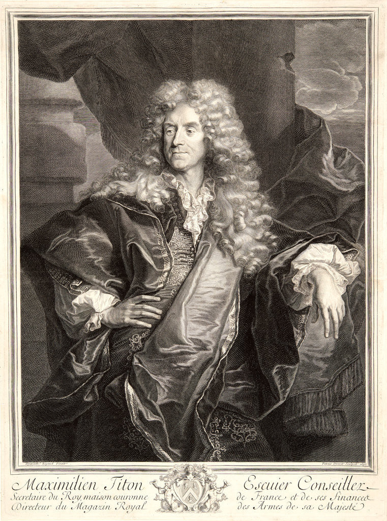 Detail of Portrait of Maximilien Titon; Seigneur d'Ognon, 1690 by Pierre Drevet