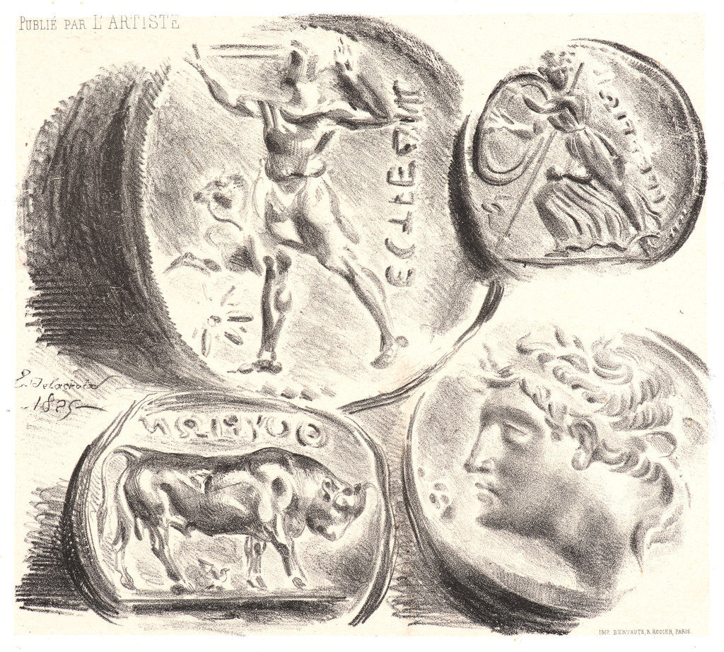 Detail of Four Antique Medals (Quatre Médailles Antiques), 1825 by Eugène Delacroix