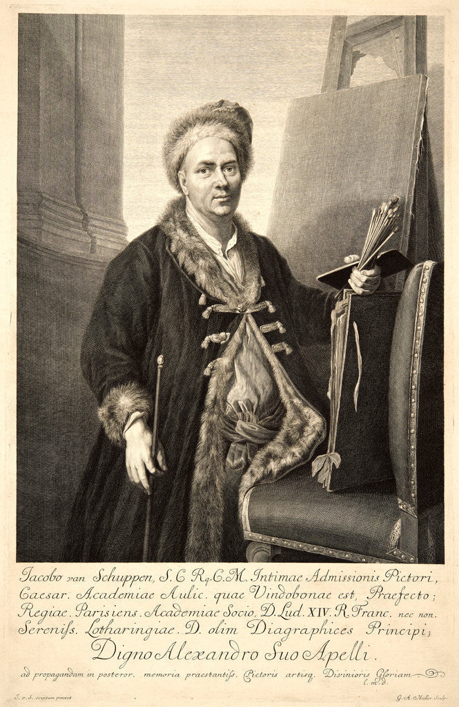 Detail of Portrait of the Painter, Jacques van Schuppen, 18th century by Gustav Adolph Müller