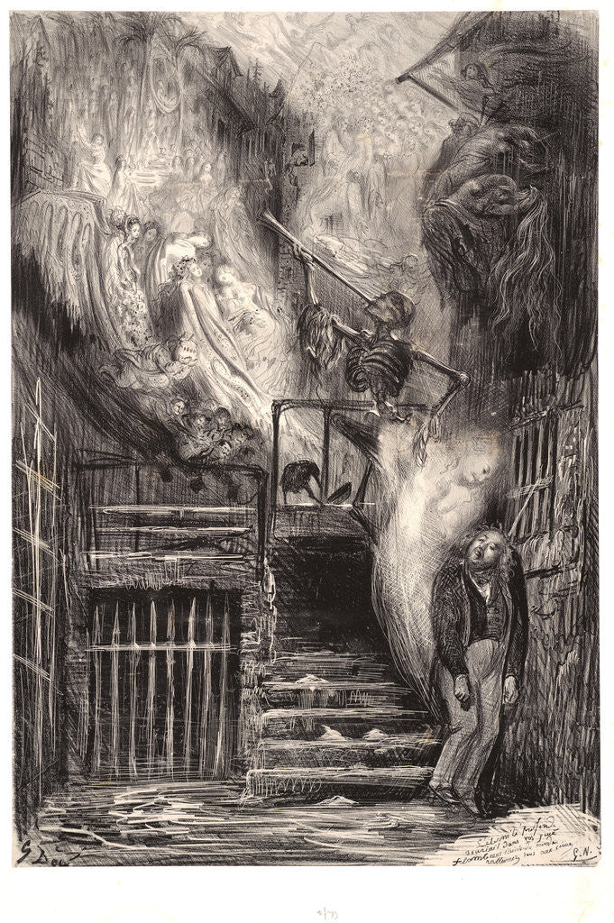 Detail of The Death of Gérard de Nerval (La Rue de la Vieille Lanterne, La Mort de Gérard de Nerval), 1855 by Gustave Doré