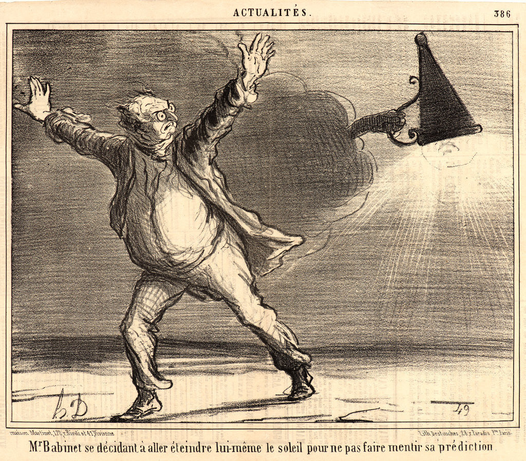 Detail of M. Babinet se decidant à ... eteindre ... le soleil, 1857 by Honoré Daumier
