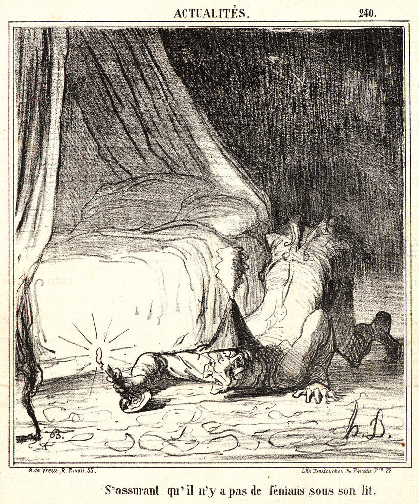 Detail of S'Assurent Qu'il n'y a pas de Fenians sous son Lit, 1866 by Honoré Daumier