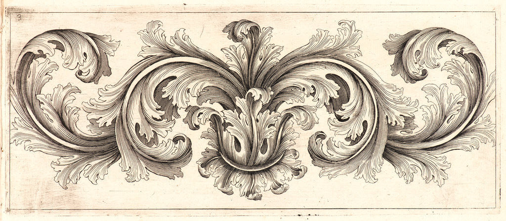 Detail of Plate 3 from the set of Twelve Ornament Friezes, ca. 1670 by Domenico Bonavera