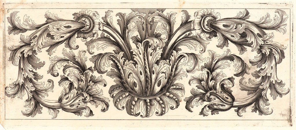 Detail of Plate 6 from the set of Twelve Ornament Friezes, ca. 1670 by Domenico Bonavera