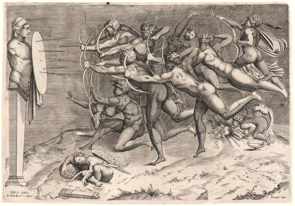 Detail of Vices Aiming at a Target, ca. 1548-1560 by Nicolas Béatrizet