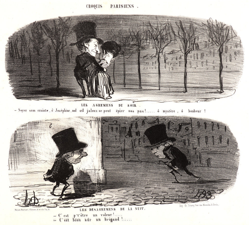Detail of The Agreements of the Evening (Les agremens du soir...) and The Disagreement of the Evening, 1853 by Honoré Daumier