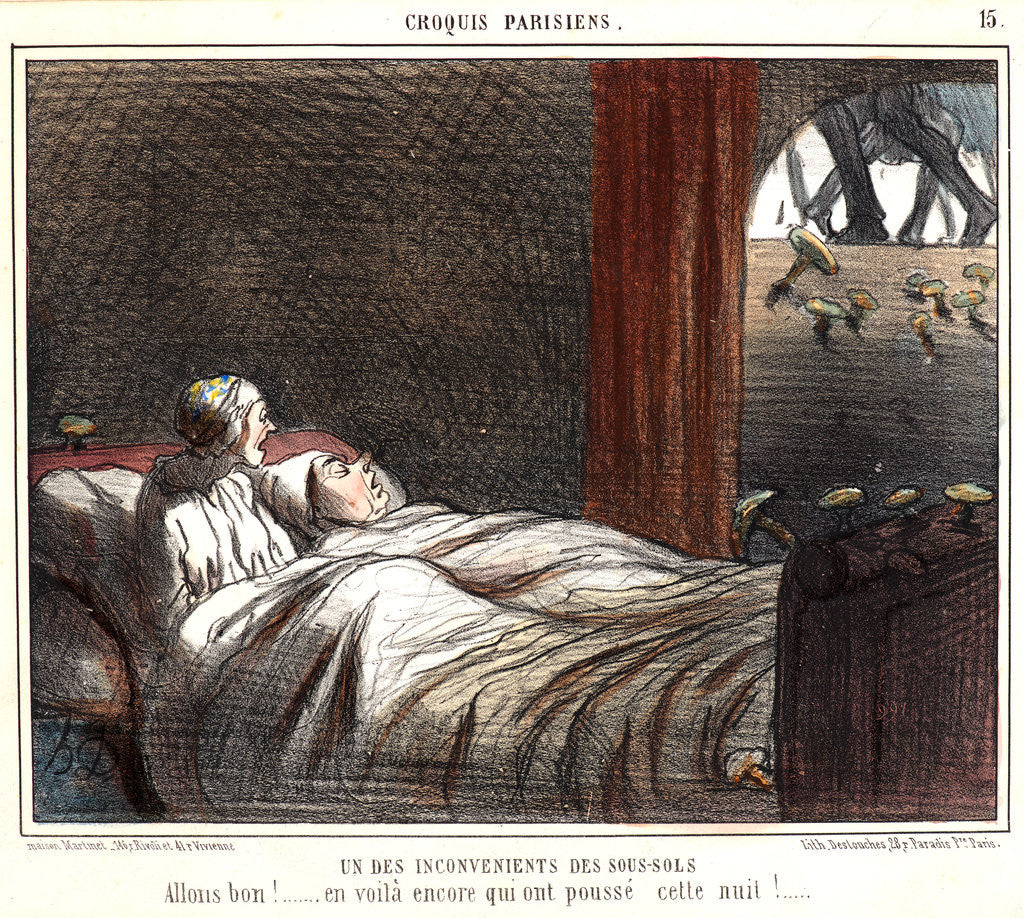 Detail of Un des Inconvénients des Sous-sols, 19th century by Honoré Daumier
