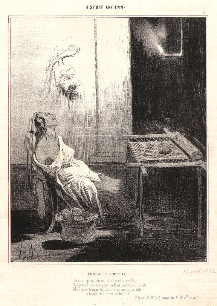 Detail of The Nights of Penelope (Les Nuits de Penelope), 1842 by Honoré Daumier