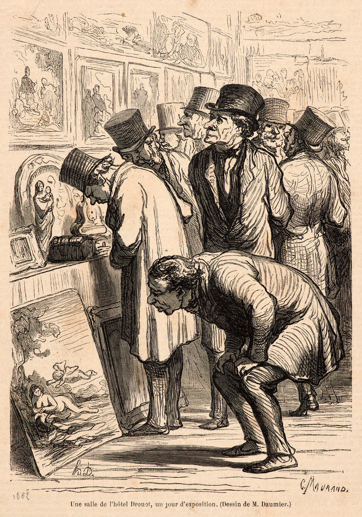 Detail of Exhibition Room at the Hotel Druot (Une Salle de l'hotel Drouot), ca. 1860-1870 by Honoré Daumier