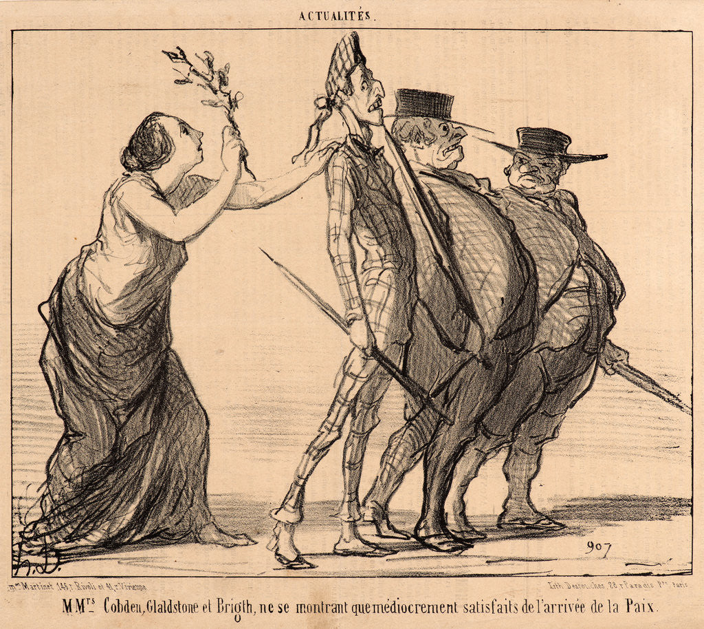 Detail of MMrs. Cobden, Gladstone et Brigth... sic, 1856 by Honoré Daumier