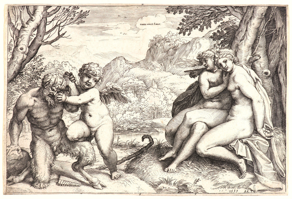 Detail of Omnia Vincit Amor, 1599 by Agostino Carracci