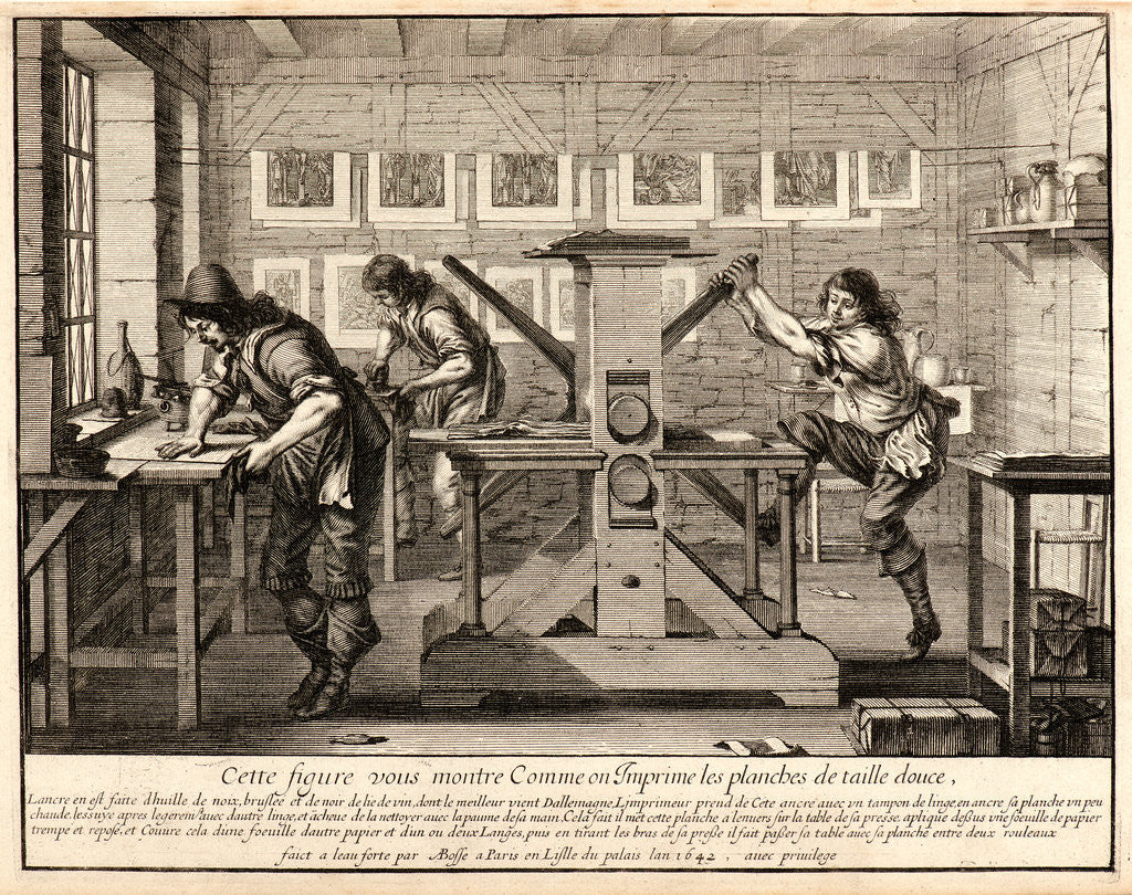 Detail of The Printers in Their Workroom, 1642 by Abraham Bosse