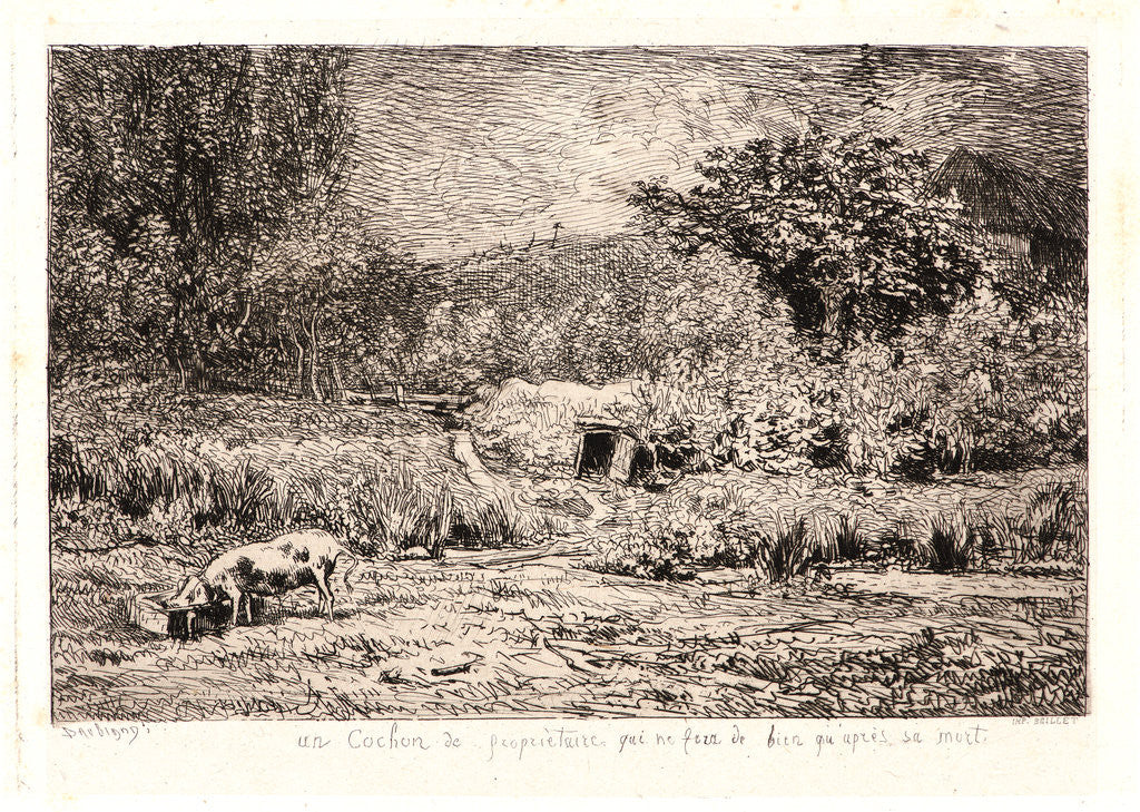 Detail of Pig in an Orchard (Le Cochon dans un Verger), ca. 1860 by Charles François Daubigny