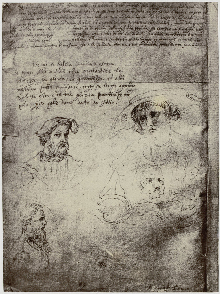 Detail of Sketch of Heads by Anonymous