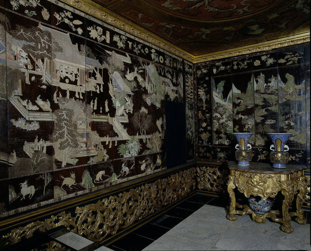 Detail of Woodwork in Chinese lacquer, from the palace of the Frisian town holders by Anonymous