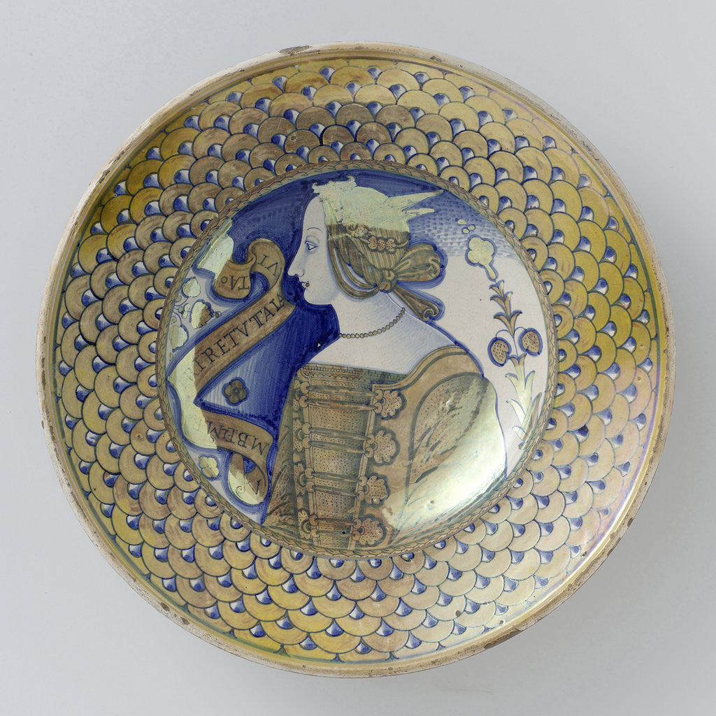 Detail of Dish with a young woman by Anonymous
