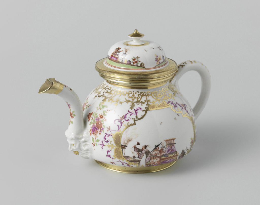 Detail of Teapot with lid, multicolor painted with chinoiserie, Meissener Porzellan Manufaktur, c. 1725 - c. 1730, Meissen Germany by Meissener Porzellan Manufaktur