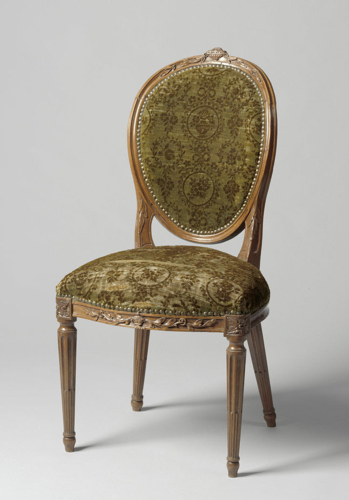 Detail of Chair of mahogany, lined with green mock-velvet by Anonymous