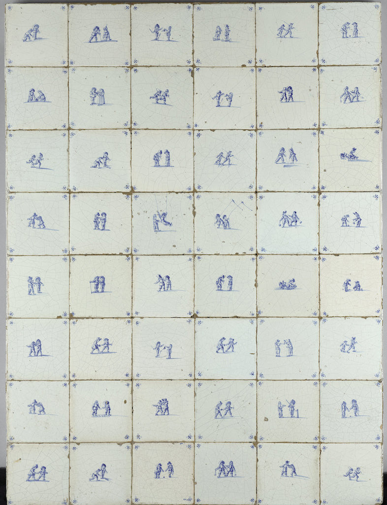 Detail of Tiles with Scenes of Children Playing by Anonymous
