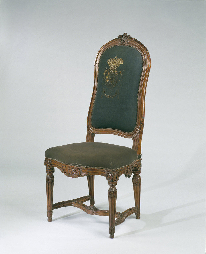 Detail of Chair beech wood with fluted legs and carved by Anonymous
