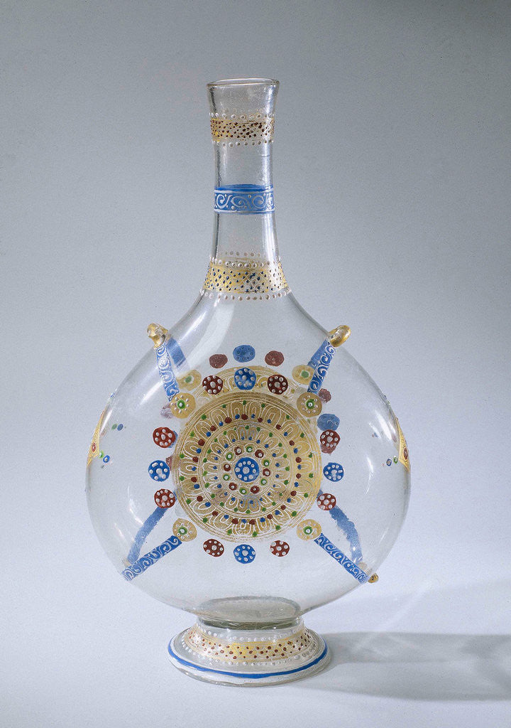 Detail of Pilgrims Bottle, multicolor painted by Anonymous