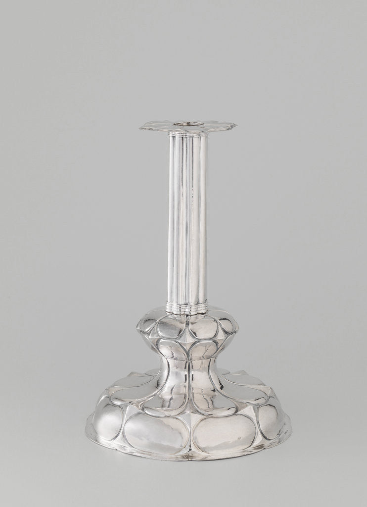 Detail of Candlestick with stem and a curved base with eight ovals and Godron by Anonymous